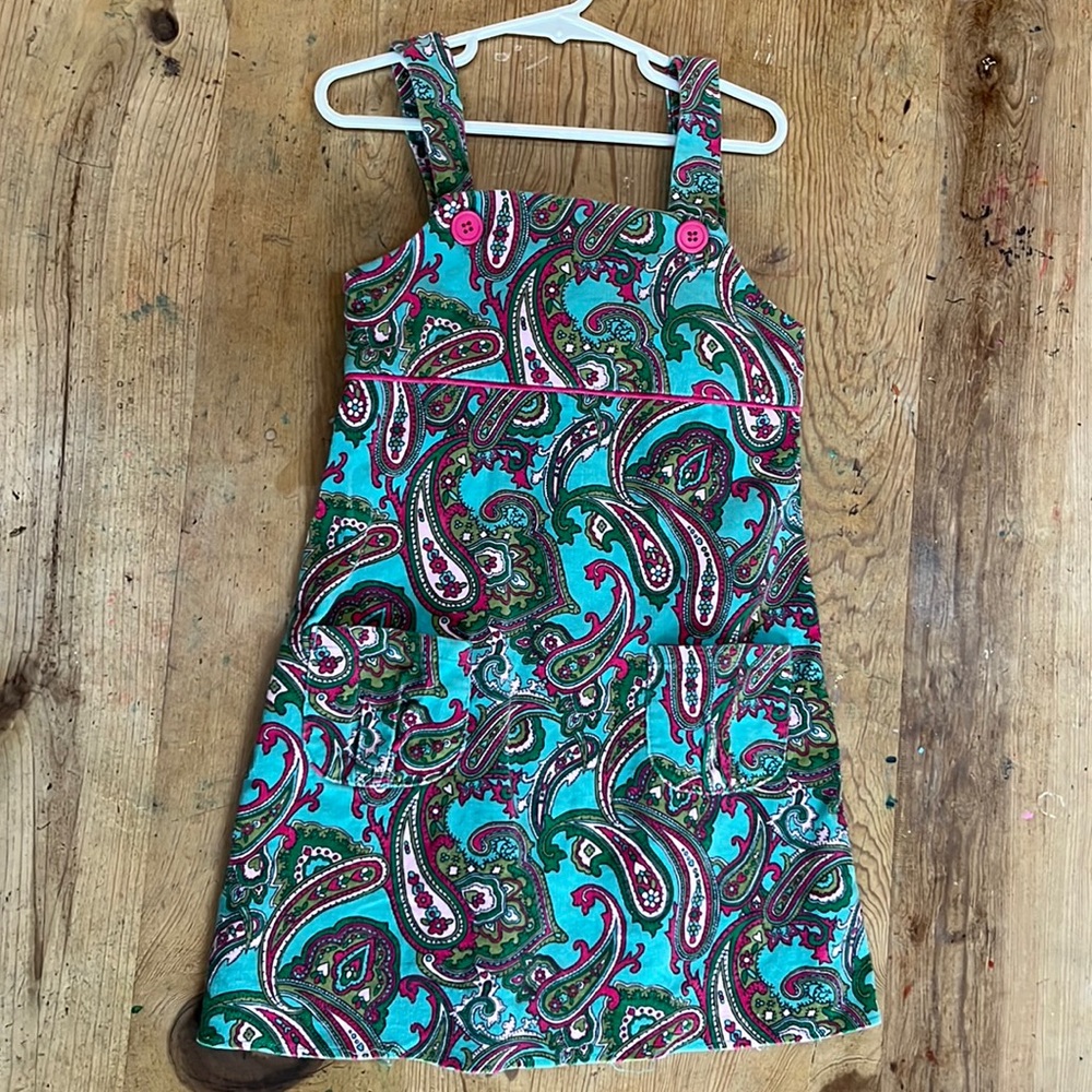 Hartstrings paisley corduroy dress patch pockets 6x